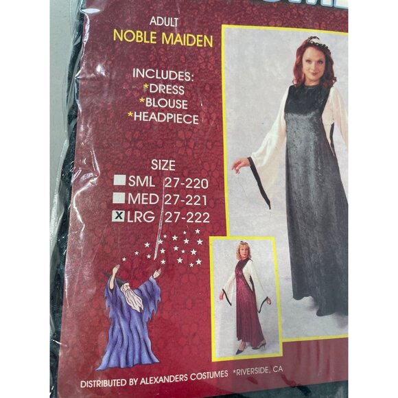 Noble Maiden Costume Size Large Renaissance Blue Green Velvet Dress NEW - Picture 3 of 7